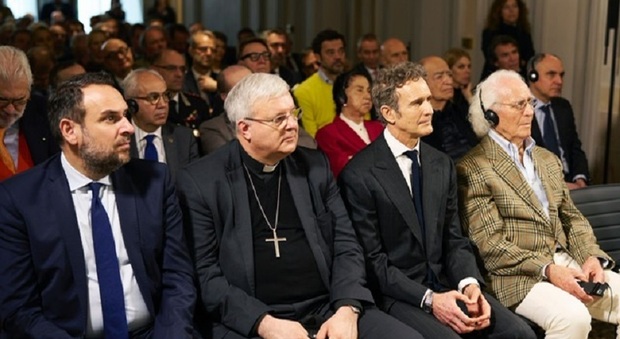 Alessandro Benetto insieme al padre Luciano all'inaugurazione della nuova sede di 21 Invest a Palazzo Ancilotto