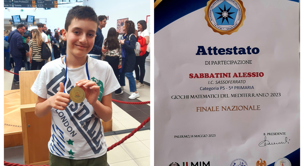 Giochi Matematici del Mediterraneo, il sassoferratese Alessio Sabbatini (11 anni) premiato alla finale nazionale di Palermo