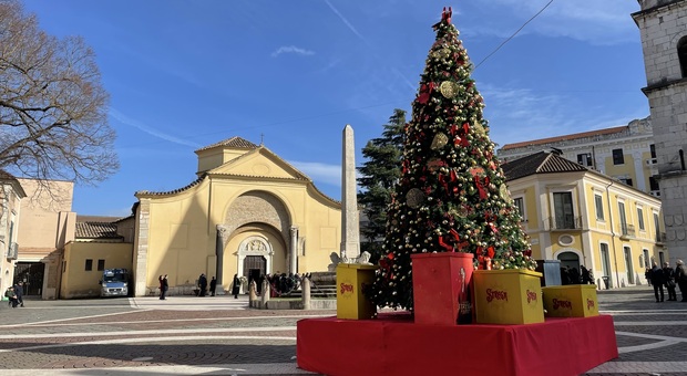 Un albero di Natale davanti la chiesa di Santa Sofia