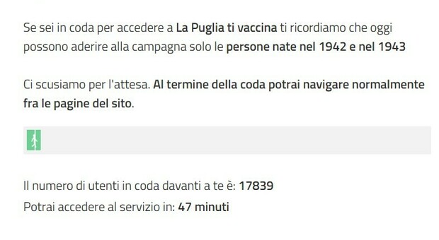 Assalto al portale “La Puglia ti vaccina”: migliaia in coda e tempi di attesa di circa un'ora