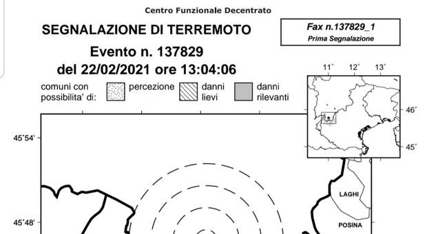 Terremoto, scosse in Trentino, la più forte del 3.5. Boom di segnalazioni da Rovereto, sentita anche in Veneto