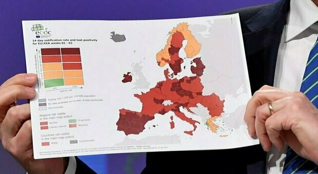 La mappa del rischio contagio per l'Europa: In Italia, Veneto e Friuli Venezia Giulia diventano "rosso scuro"