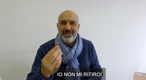 Un fermo Immagine tratto da un videomessaggio del candidato alla presidenza della Regione Lazio, Sergio Pirozzi