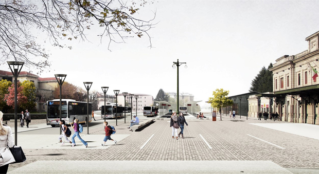 Il progetto per il nuovo piazzale della stazione di Belluno. Senza i soldi della "Rigenerazione urbana" non se ne fa nulla