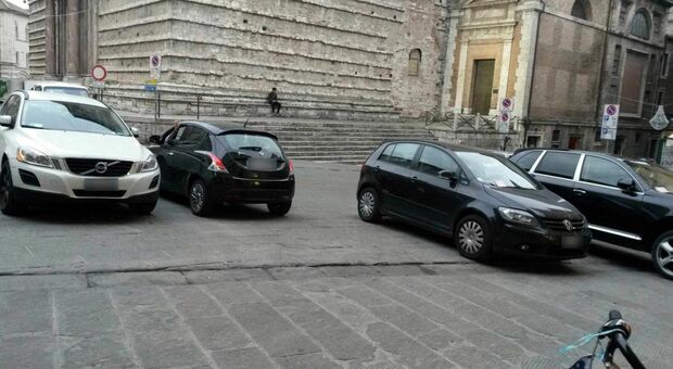 Perugia, in Piazza Danti guerra alle auto con aiuole e paletti dissuasori