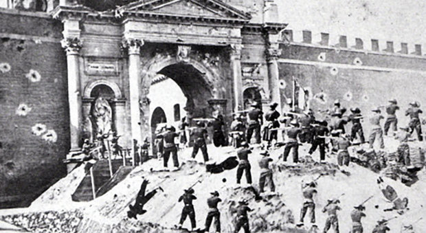 20 settembre 1870 I bersaglieri entrano a Roma dalla breccia di Porta Pia