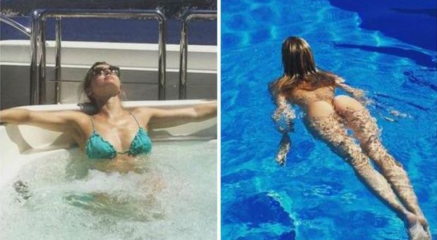 Elena Barolo, l'ex velina nuda in piscina: il lato B è da urlo