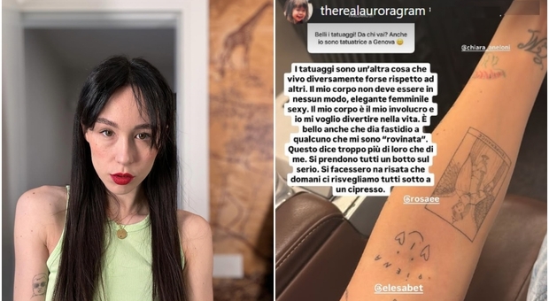 Aurora Ramazzotti lo sfogo sui tatuaggi: «Dite che mi sono rovinata? Ma fatevi una risata che magari domani state sotto un cipresso»