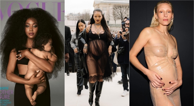Rihanna incinta, nude look alle sfilate. E in passerella salgono le future mamme: quando la maternità va di moda