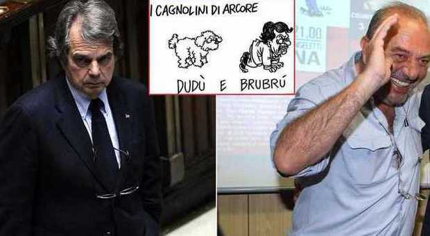Brunetta querela Vauro per una vignetta che lo paragona al cane Dudù: «E' razzismo, non satira»