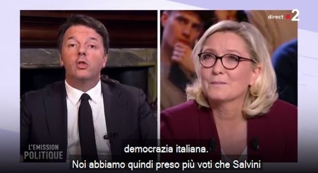 Renzi-Le Pen, scontro in tv: l'ex premier mette all'angolo la leader del FN in francese