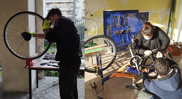 Napoli Est, la ciclofficina dei ragazzi: qui si impara a riparare le bici