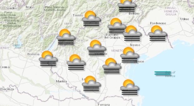 Meteo in Veneto, le previsioni