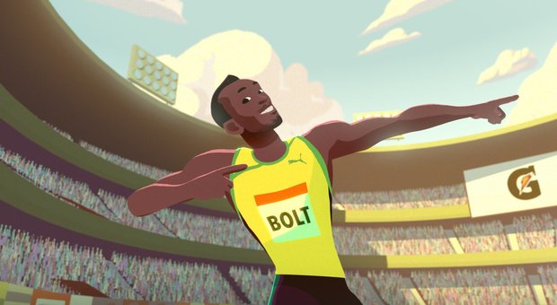 Usain Bolt in un'immagine del cartoon