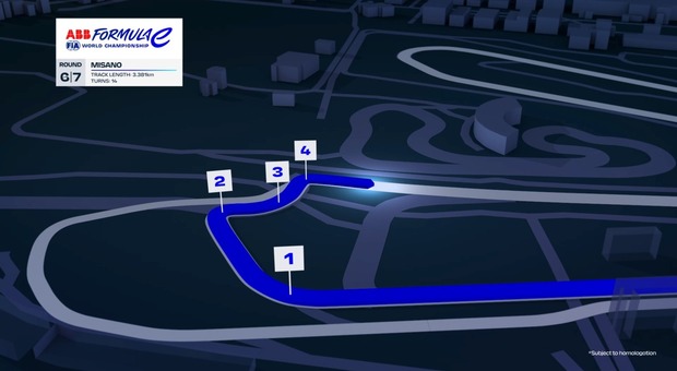 Il tracciato accorciato di Misano per la tappa italiana di Formula E