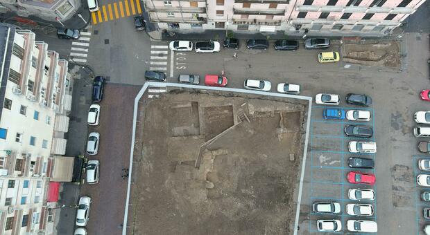 Gli scavi di piazza Pacca visti dall'alto