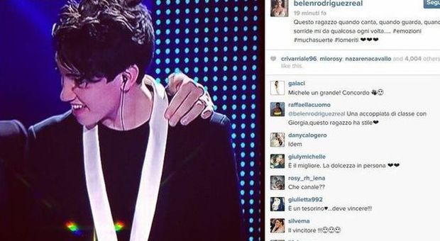 X Factor, Belen Rodriguez tifa Michele: «Questo ragazzo mi dà qualcosa ogni volta»