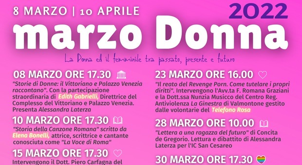 Marzo donna 2022, tutti gli appuntamenti a San Cesareo: tra gli ospiti Komen Italia, Elena Bonelli e Vladimir Luxuria