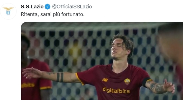 Derby, sfottò Lazio sui social: «Zaniolo ritenta, sarai più fortunato»