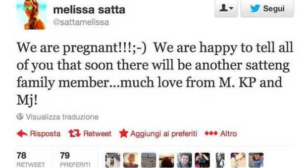 Il tweet di Melissa Satta