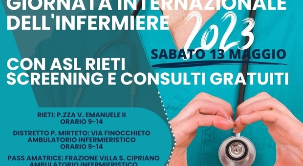 Il 13 maggio la Asl di Rieti celebra la Giornata Internazionale dell’Infermiere con esami e consulti specialistici gratuiti