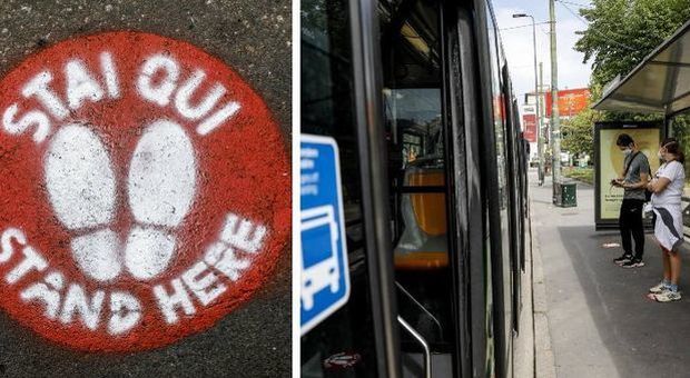 Mezzi pubblici a numero chiuso nella Fase 2: mascherina e bollino rosso sul pavimento per la distanza su bus e metropolitana
