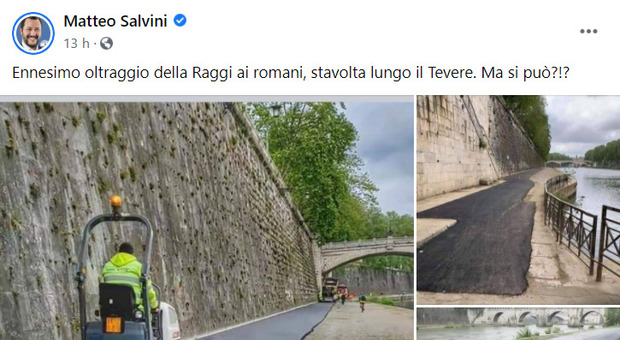 Salvini, polemica con Raggi sulla pista ciclabile: «Oltraggio ai romani». E lei: «Parli senza sapere»