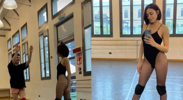 Elodie, il balletto supersexy in sala prove: micro tutù, tacchi e lato B da urlo. Fan in delirio: «Dea»