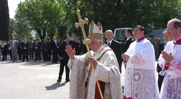 Papa Ratzinger nella visita pastorale a Cassino del 24 maggio del 2009