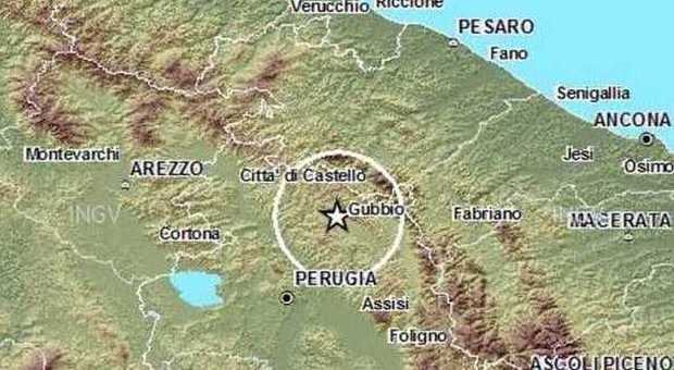 La zona dell'epicentro nelle carte dell'istituto nazionale di geofisica e vulcanologia