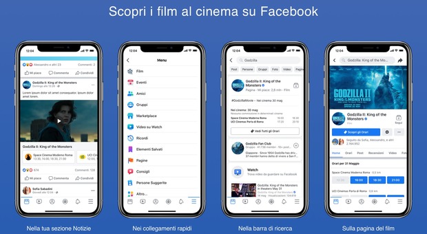 Facebook lancia l'opzione film anche in Italia, per consultare programmazione e comprare i biglietti