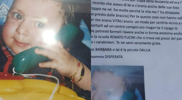 La lettera di mamma Barbara e la foto della piccola Dalida