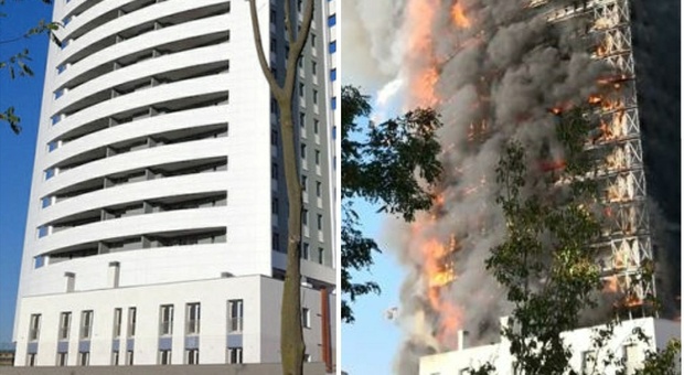 Palazzo in fiamme a Milano