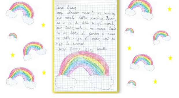 Una pagina del diario della piccola Cami, scolara della terza elementare di Fontanafredda