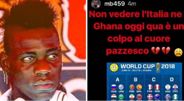 "Un colpo al cuore" né Italia né Ghana ai mondiali, Balotelli disperato