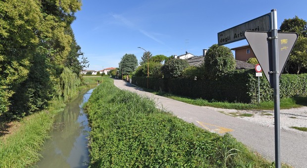 Il canale Pianton a Mogliano dove si è sfiorata la tragedia