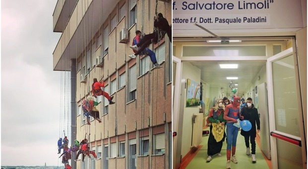 Lecce, i supereroi arrivano dal cielo per i piccoli pazienti di Pediatria