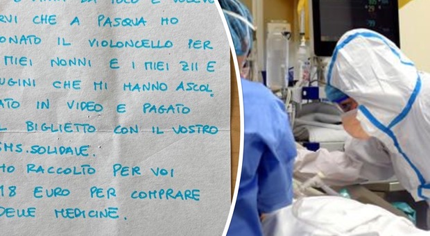 Davide, 6 anni, raccoglie fondi per il coronavirus e commuove il personale del Niguarda di Milano: «Ho suonato per voi»