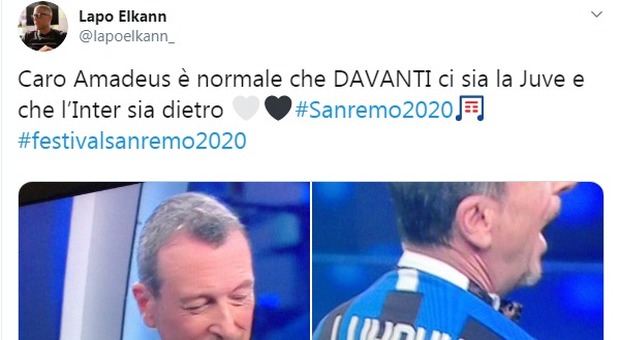 Sanremo, Lapo Elkann punge Amadeus: «Normale che le Juve sia davanti all'Inter»