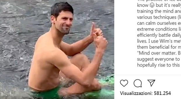 Djokovic lancia la sfida: 1'45" in un torrente gelato