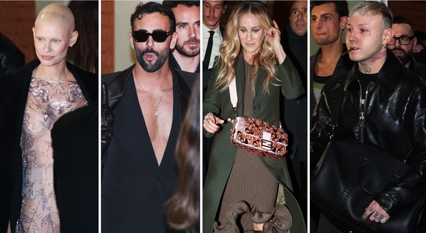 Milano Fashion Week, le pagelle dell'evento di Fendi: Bianca Balti eterea (9), Marco Mengoni che stile (10), Lazza noioso (5)