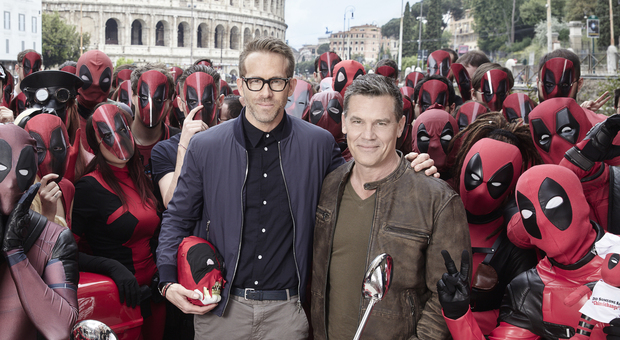 Ryan Reynold e Josh Brolin al Colosseo presentazione Deadpool 2