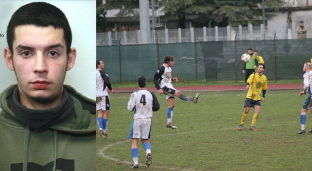 Matteo Andriolo e un gruppo di calciatori alla Gazzera