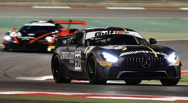 La Mercedes-AMG GT4 di Trivellato Racing che ha vinto la 12 ore del Golfo