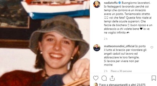 Nadia Toffa e la foto da adolescente: «Ero alle superiori, che faccia da bischera»