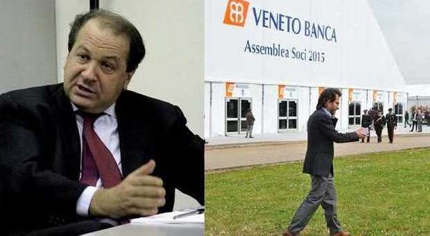 Il presidente di Veneto Banca, Bolla, e il tendone dell'assemblea