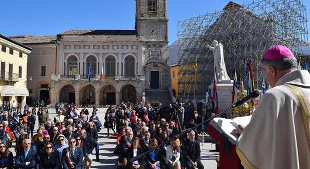 Norcia, la festa del patrono all'interno della zona rossa: «L'Europa guardi all'esempio di San Benedetto»