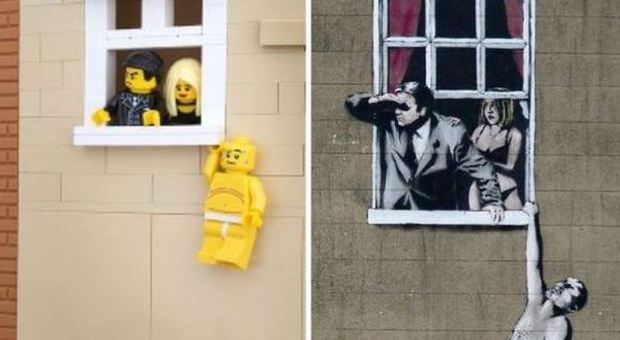 La versione Lego delle opere di Banksy (Facebook)
