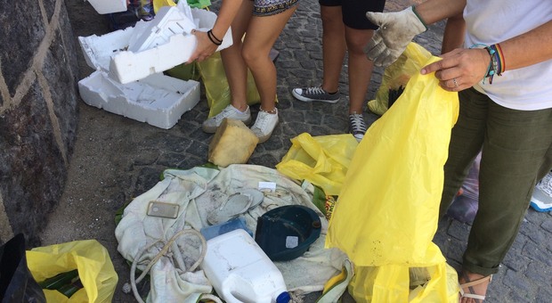 I volontari di Greenpeace ripuliscono Riva Fiorita a Posillipo