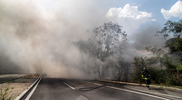 Roma, grosso incendio sull'Olimpica e timori tra i residenti: «L'aria è irrespirabile»